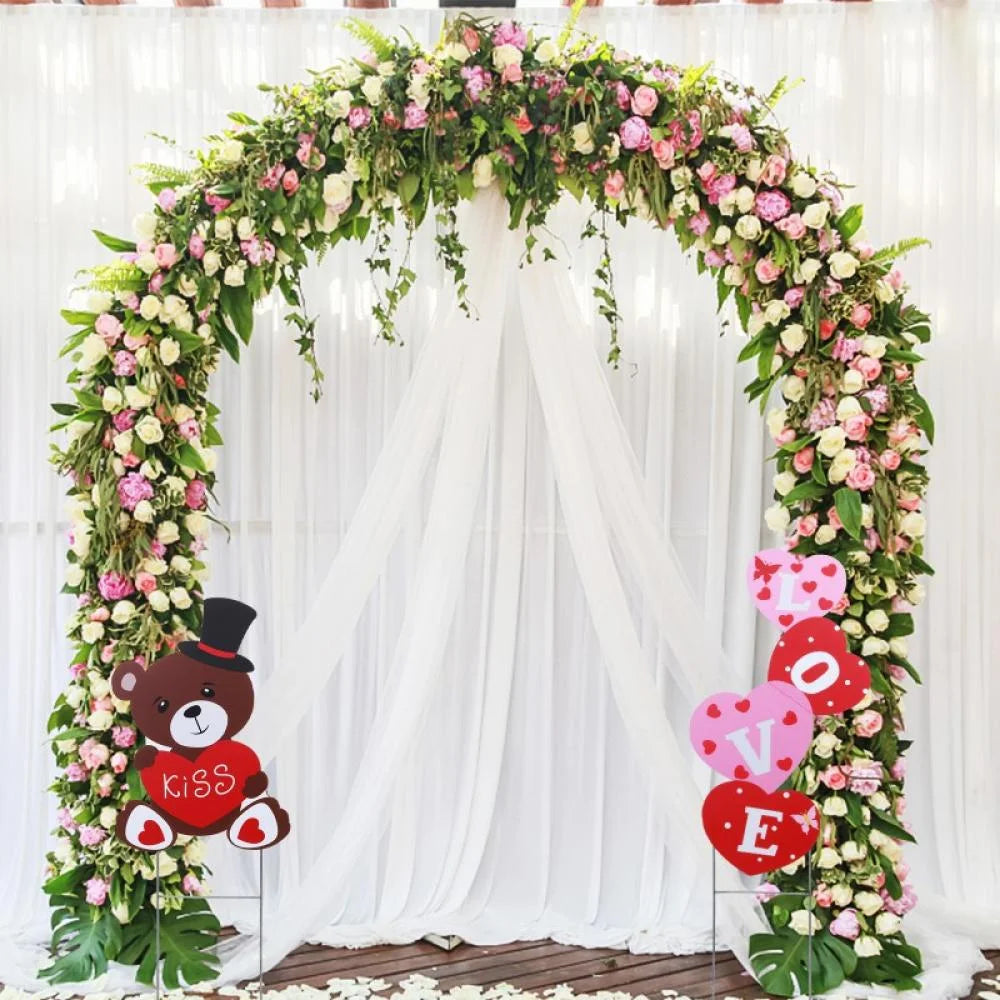 Valentines Yard Signs 12” X 18” "Love" Bear Heart Decor Outdoor Decorations (2 Count)