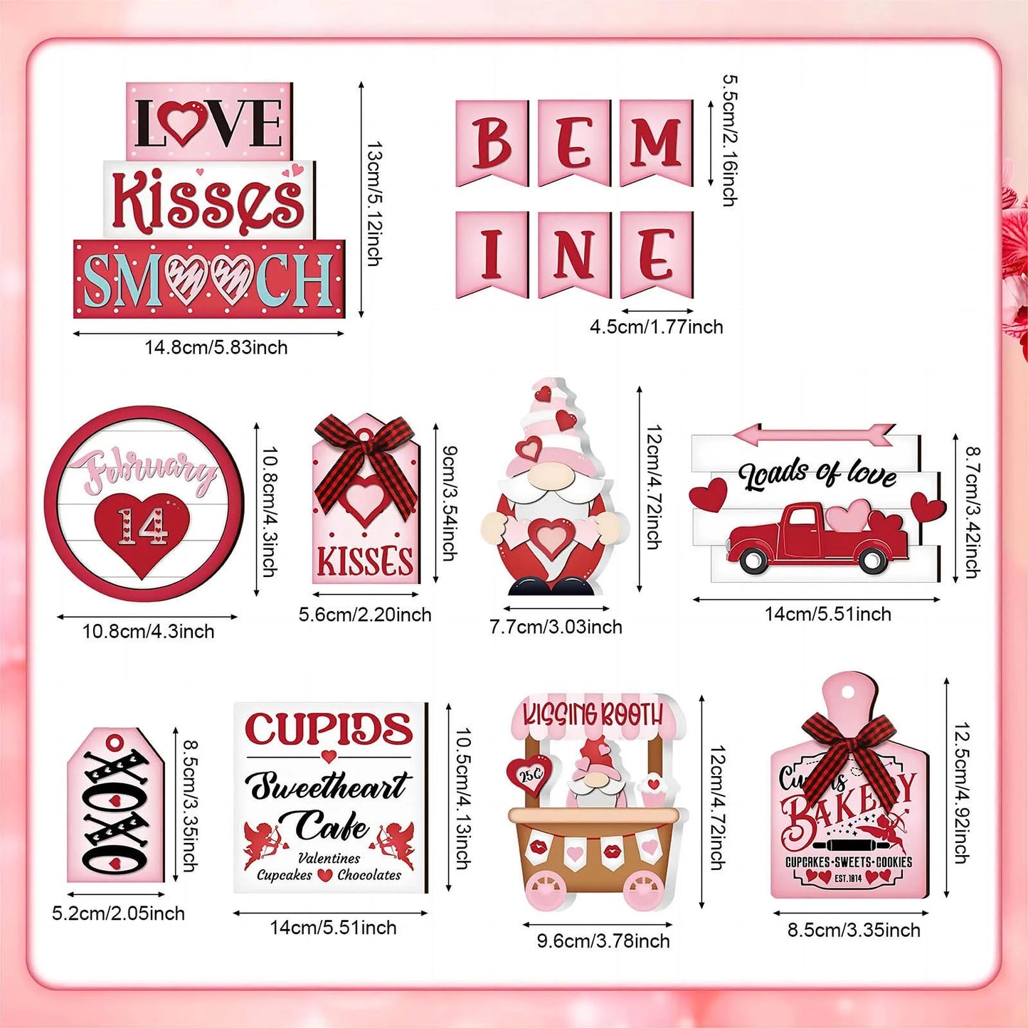 Valentine'S Day Tiered Tray Decor Valentine'S Day Table Wooden Sign Valentine'S Day Decorative Enthusiasts Birds Love Layered Pallet Cute Decoration Wedding Anniversary Party Supplie (Tray Not Include