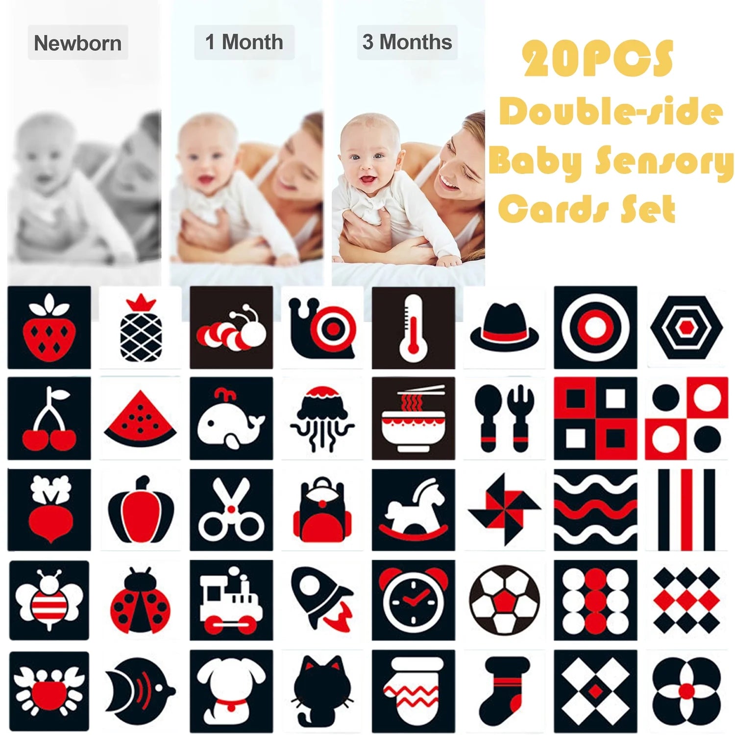 5 Pcs Black and White High Contrast Baby Toys 0-3 Months for Newborn, Montessori Toys for Babies Sensory Soft Book for Early Education, Infant Toys 0 6 9 Months Baby Boys Girls Gifts