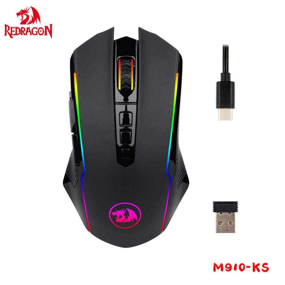 M910-KS RANGER LITE RGB 2.4G Wireless/Wired Double Modes Gaming Mouse 8000 DPI with Rapid Fire Buttons