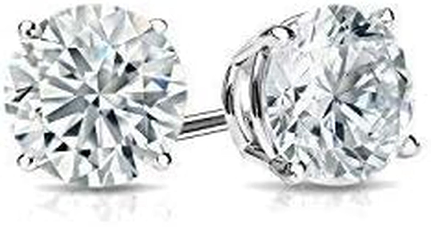 1/4 Carat Lab Grown Diamond round Stud Earrings in 14K Gold (G-H, SI1-SI2, Cttw) 4-Prong Basket Push Back by