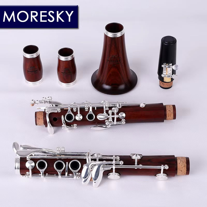 Red Wood Professional Clarinet Bb Rosewood Clarinet Silvering Keys Solid Wood Sib Klarnet M12