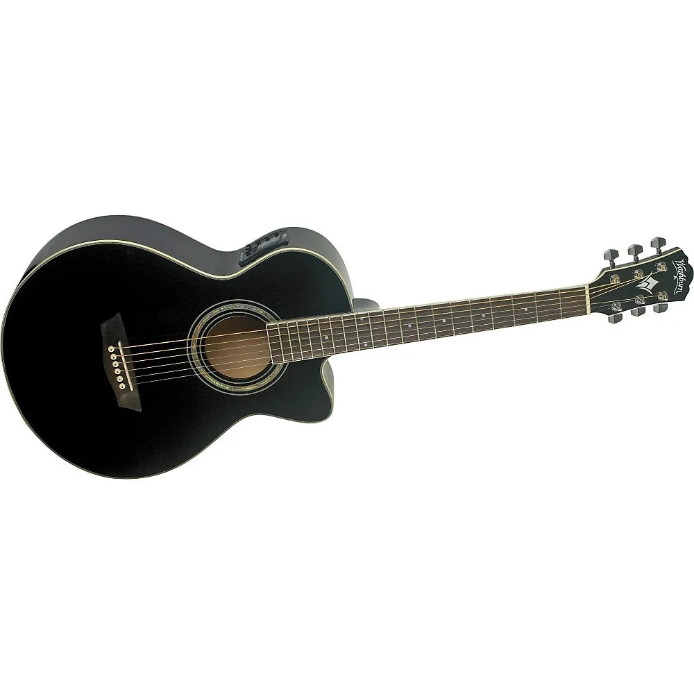 Festival EA10 Acoustic Cutaway Electric Petite Jumbo Guitar with 4-Band EQ Black