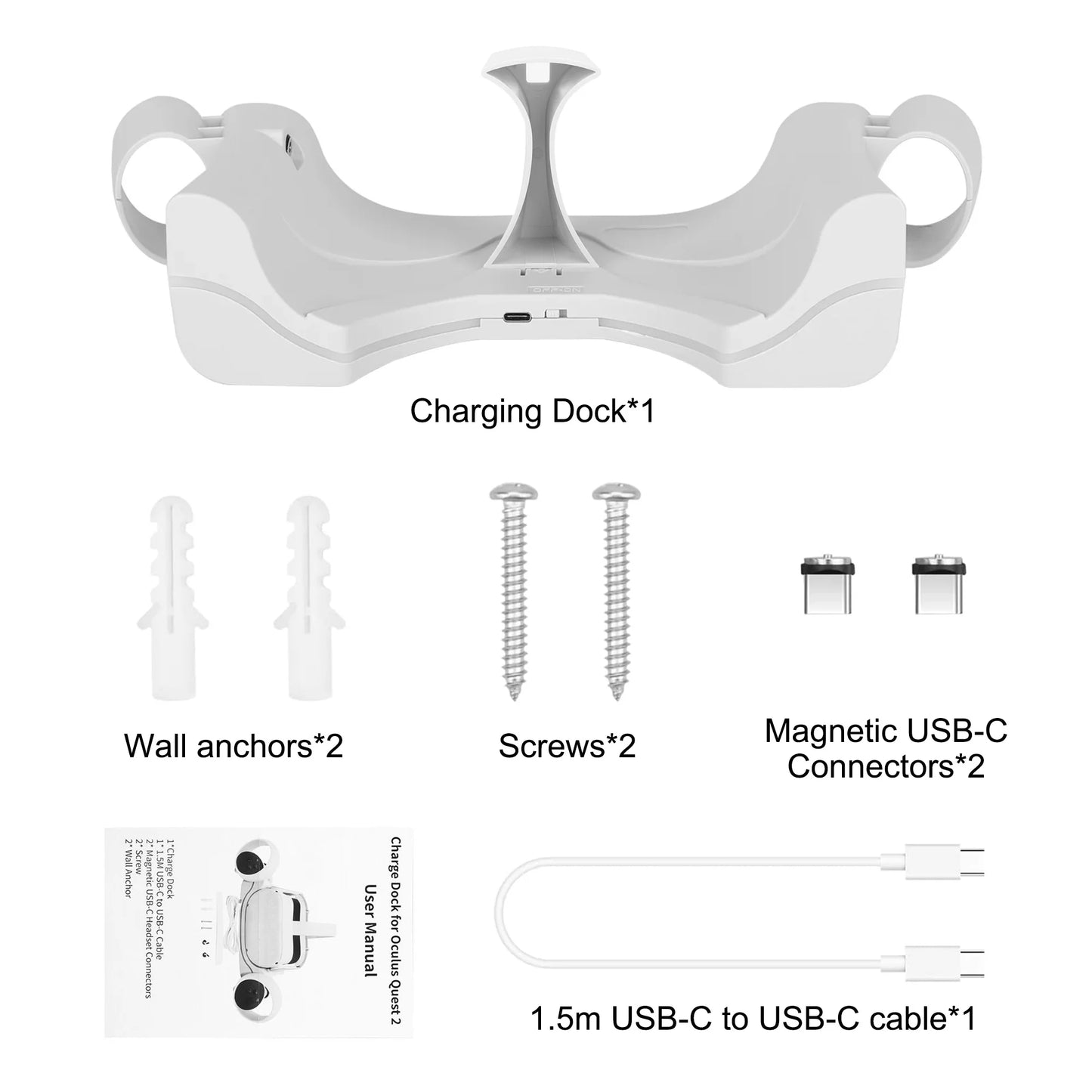 Charging Station Fit for Oculus/Meta Quest 2 Headset, VR Magnetic Charging Dock, VR Headset Display Holder Controller Mount Station with LED Indicator