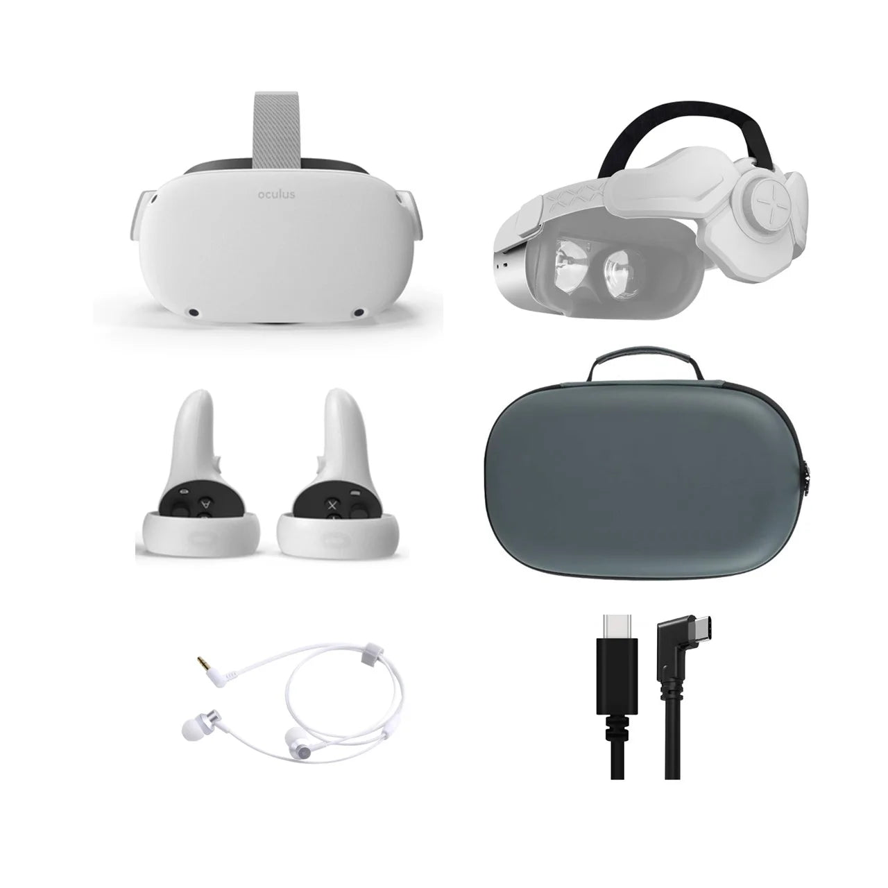 2021 Meta  Quest 2 All-In-One VR Headset, Touch Controllers, 256GB SSD, 3D Audio, 1832X1920 up to 90 Hz Refresh Rate LCD, Mytrix Head Strap, Carrying Case, Earphone, Link Cable (3M)