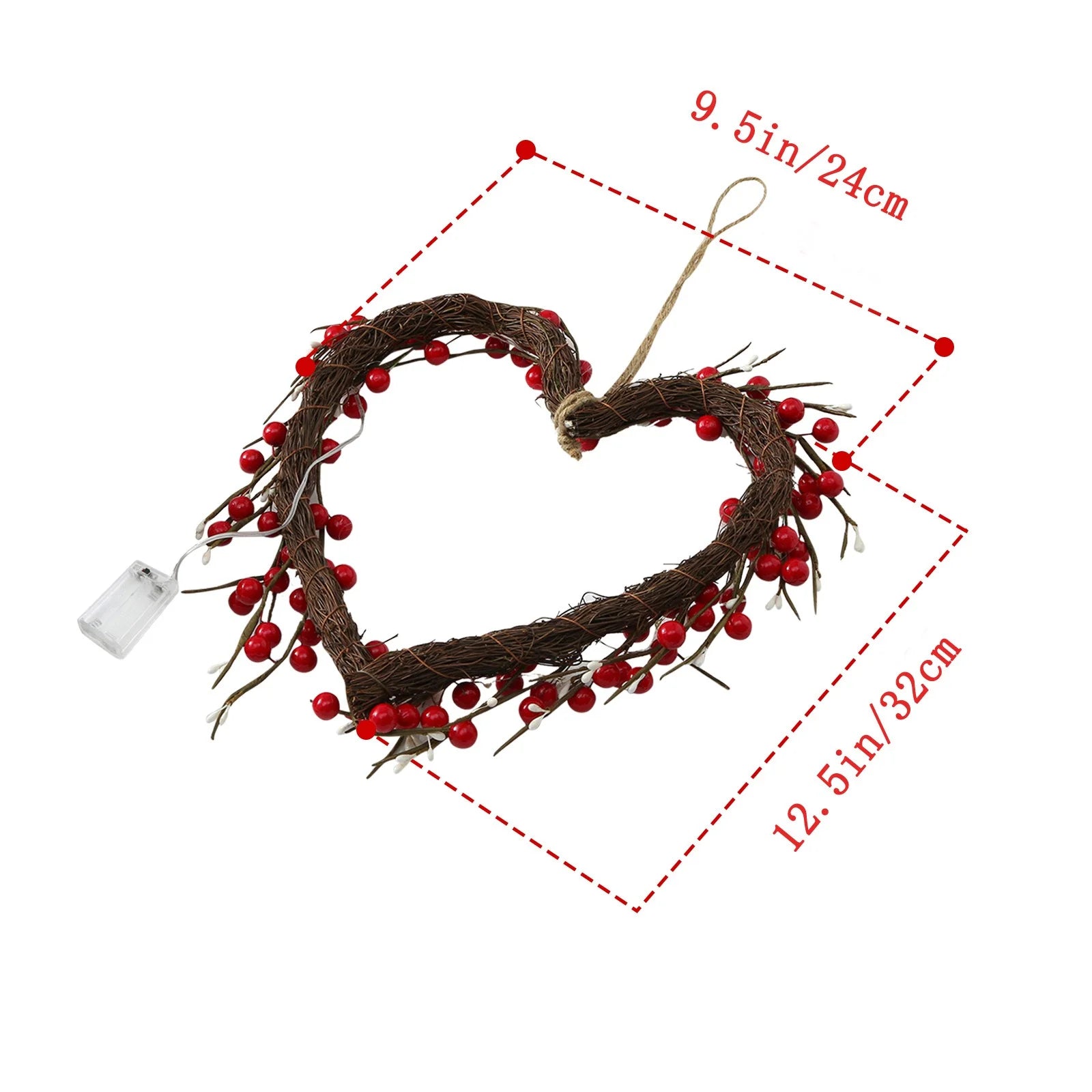 16 Inch Valentine'S Day Sign Luminous Love Heart Shape Wreath Garland with Lights Home Decorations Red Valentines Day Gifts