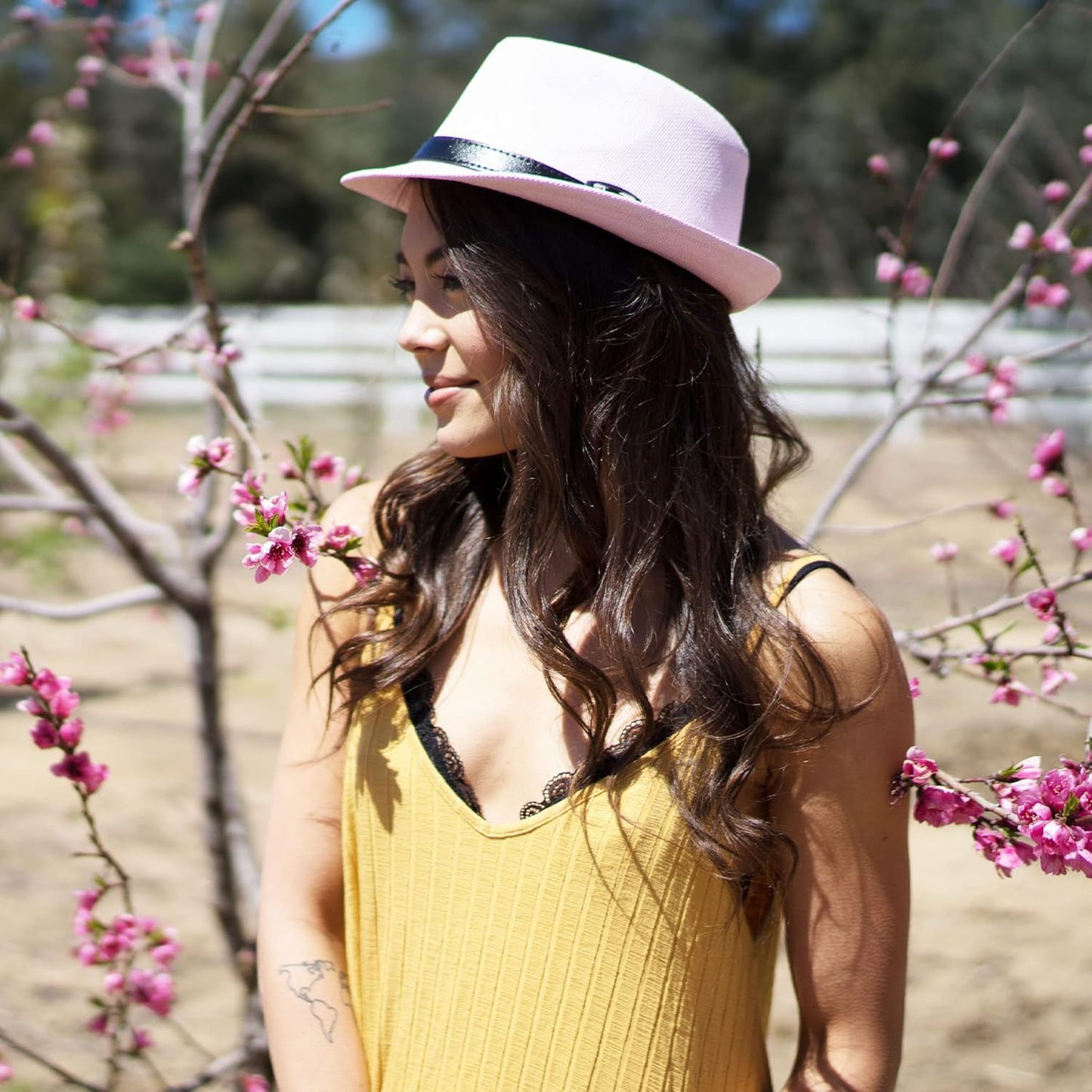 Panama Style Trilby Fedora Straw Sun Hat with Leather Belt