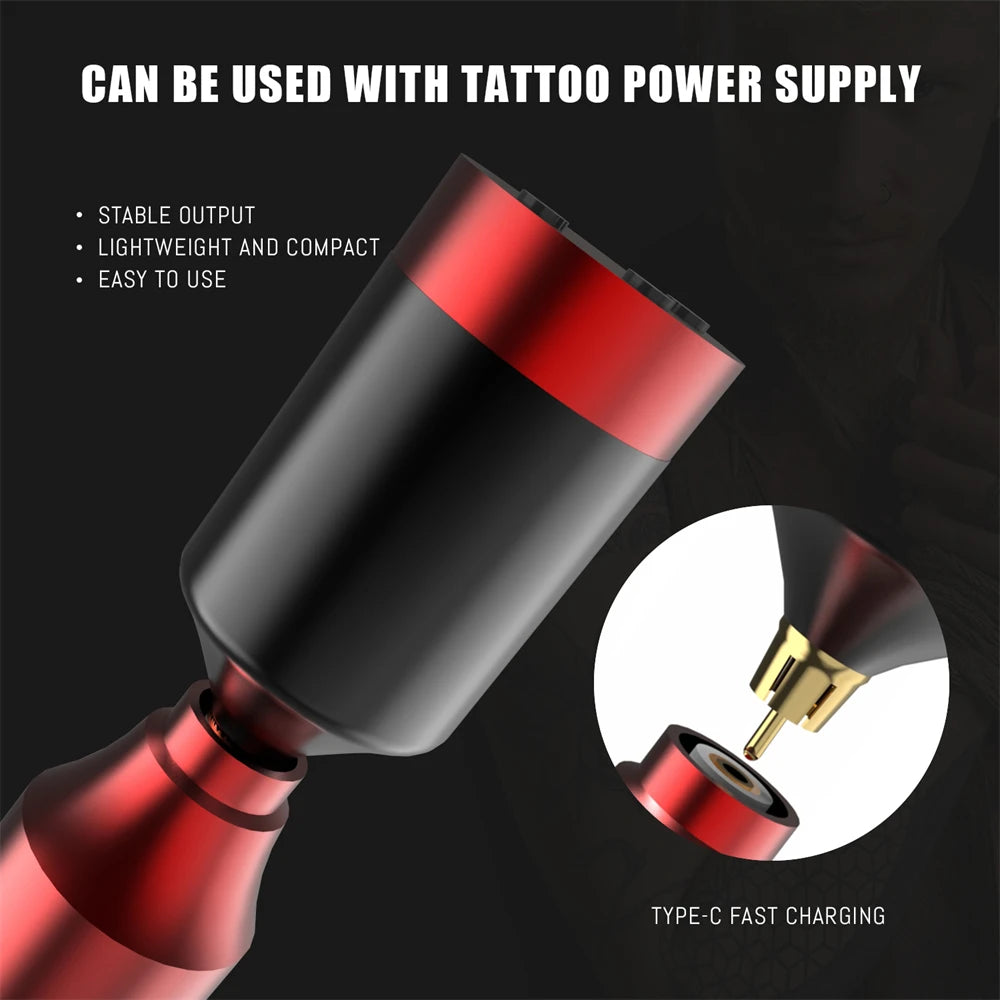 New Complete Wireless Tattoo Kit Tattoo Pen with 1500Mah LED Cordless Tattoo Power Supply and for Professiona Tattoo Artist