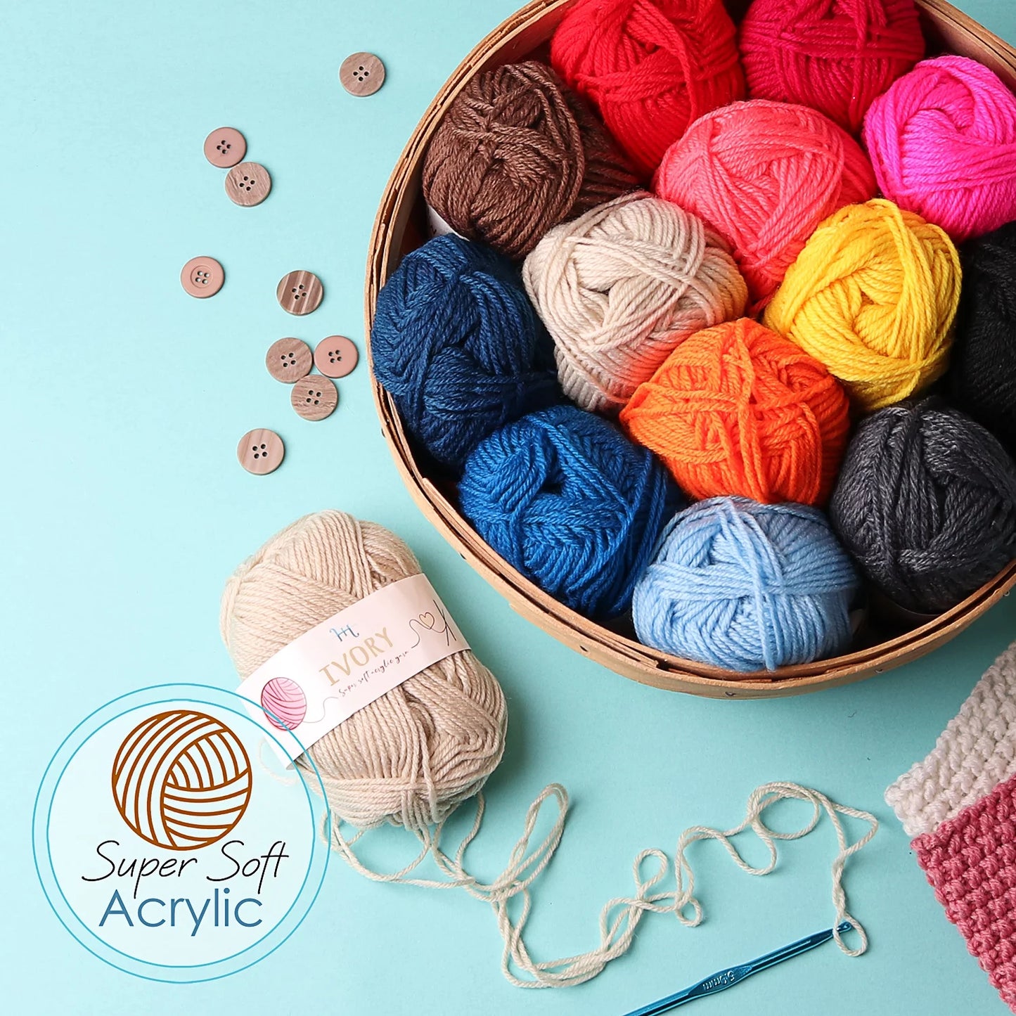 DIY Crochet Kit (45 Pieces), Beginner Crochet Set