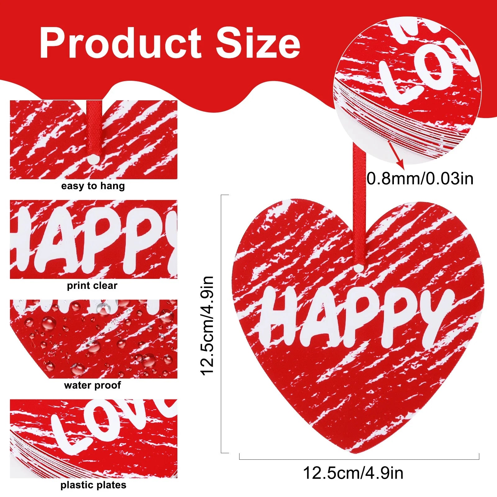 30Pcs Valentine'S Day Heart-Shaped Outdoor Hanging Tree Hanging Decoration Lawn Yard Decoration