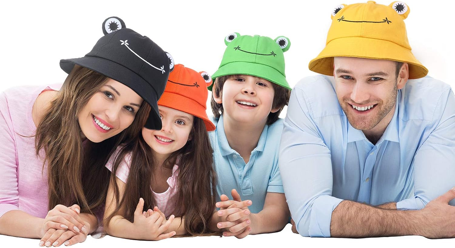 4 Pieces Foldable Wide Brim Cute Frog Bucket Hat Fisherman Beach Sun Hat for Outdoor Sports