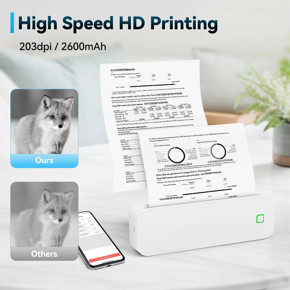 Portable A4 Printer Bluetooth No Ink Printing Machine Mini Thermal Printer Tattoo Stencil Printer for Phone Computer File Print