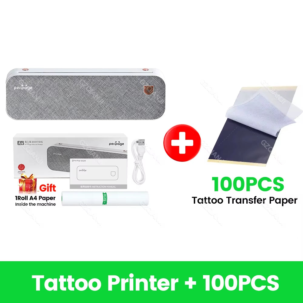 Peripage A40 Thermal Printer Wireless Tattoo Transfer Bluetooth USB Mobile Machine Text PDF Document Printing Maker with Paper