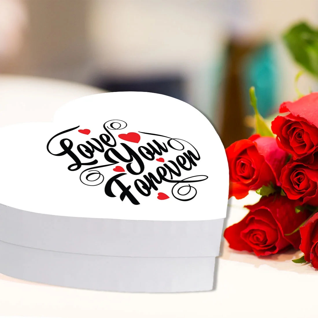 Valentine'S Day Heart Shaped Gift Box with Lid, Love You Forever, Reusable Heart Box, 8"X6", 1-Pack