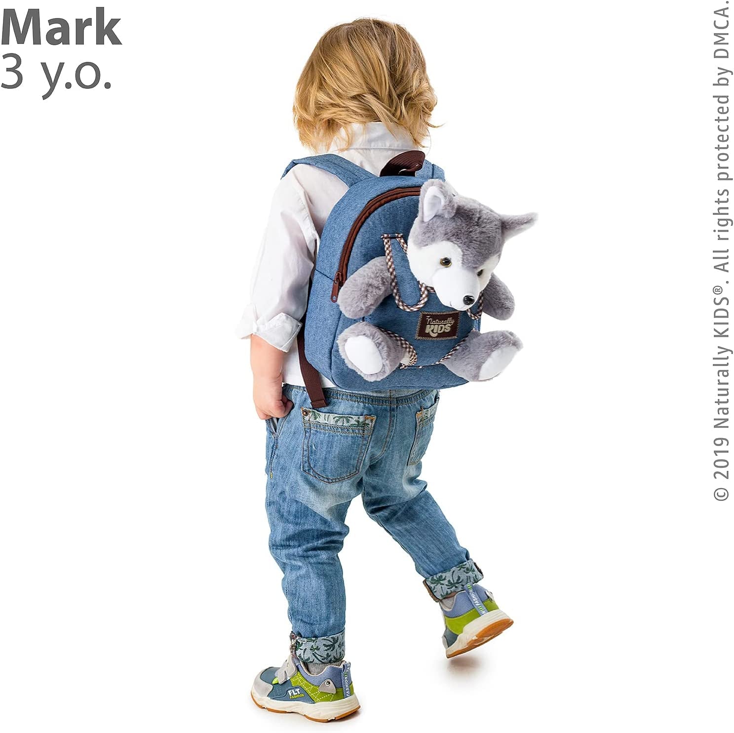 Toddler Backpack 10-12 Inch W Wolf Toys, Wolf Stuffed Animal, 3 Year Old Girl Boy Gift, Toddler Husky Wolf