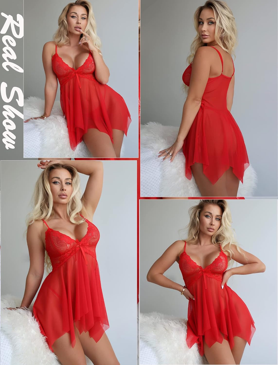 Lingerie for Women Lace Babydoll Sleepwear Boudoir Outfits plus Size Langeray XS-5XL