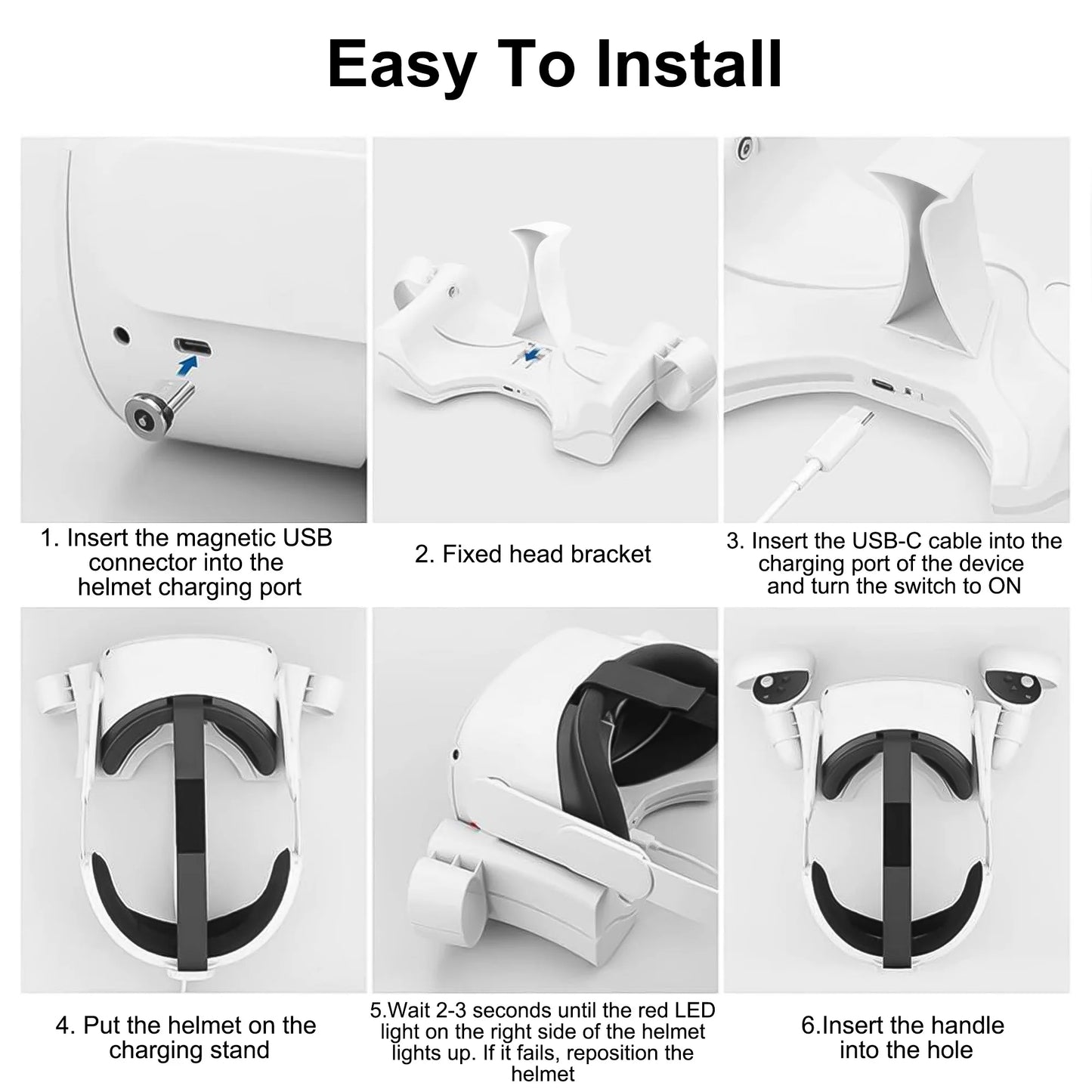 Charging Station Fit for Oculus/Meta Quest 2 Headset, VR Magnetic Charging Dock, VR Headset Display Holder Controller Mount Station with LED Indicator