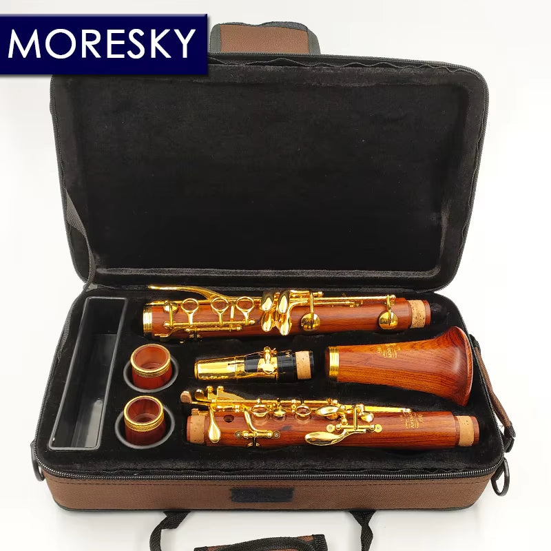 Red Wood Professional Clarinet Bb Rosewood Clarinet Silvering Keys Solid Wood Sib Klarnet M12