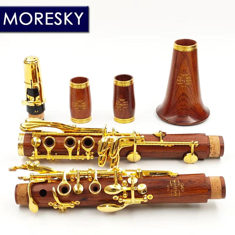 Red Wood Professional Clarinet Bb Rosewood Clarinet Silvering Keys Solid Wood Sib Klarnet M12