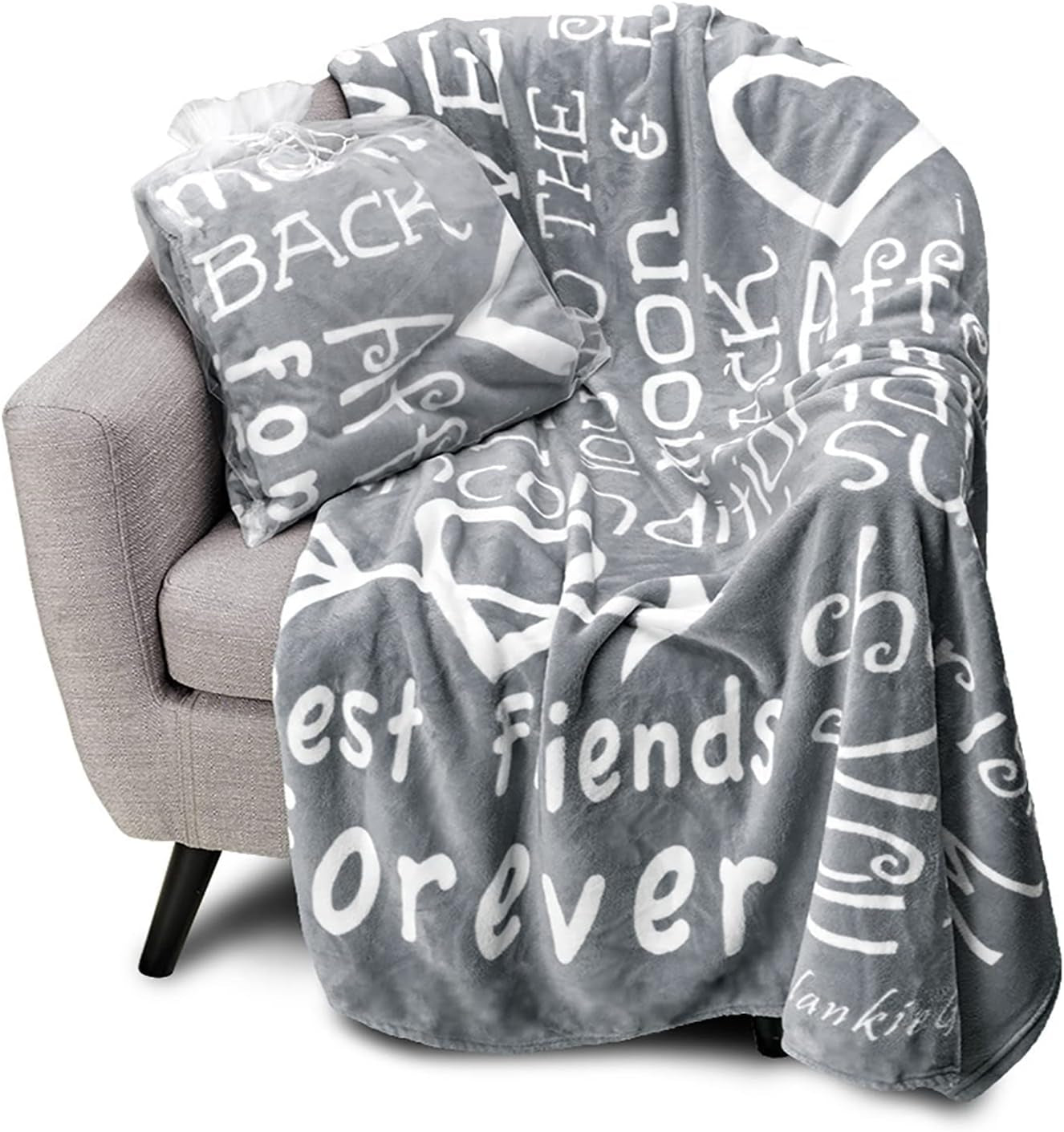 I Love You Throw Blanket, Blanket with Love for Best Friends, Couples, and Family, Perfect Heartfelt Gift for Loved Ones (Grey) - Blankiegram