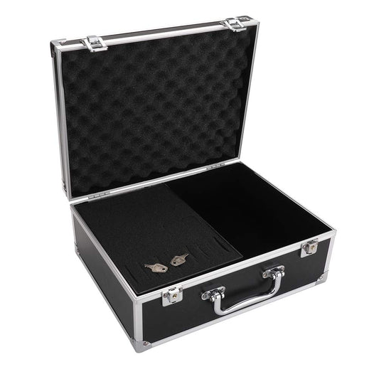 Kit Box Case,Machine Case 12.6" X 9.5" X 5.1" W/Lock Makeup Carrying Bag Storage Case Organize with Clasp,Aluminum Alloy with Sponge for Equipment Cosmetic Makeup Tools (Black)