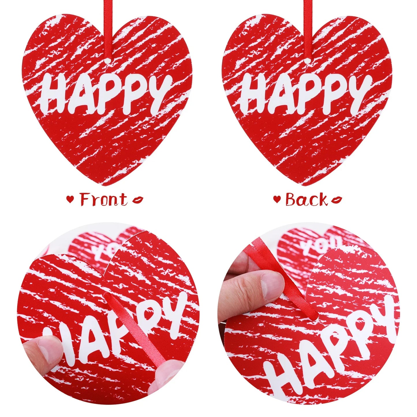 30Pcs Valentine'S Day Heart-Shaped Outdoor Hanging Tree Hanging Decoration Lawn Yard Decoration