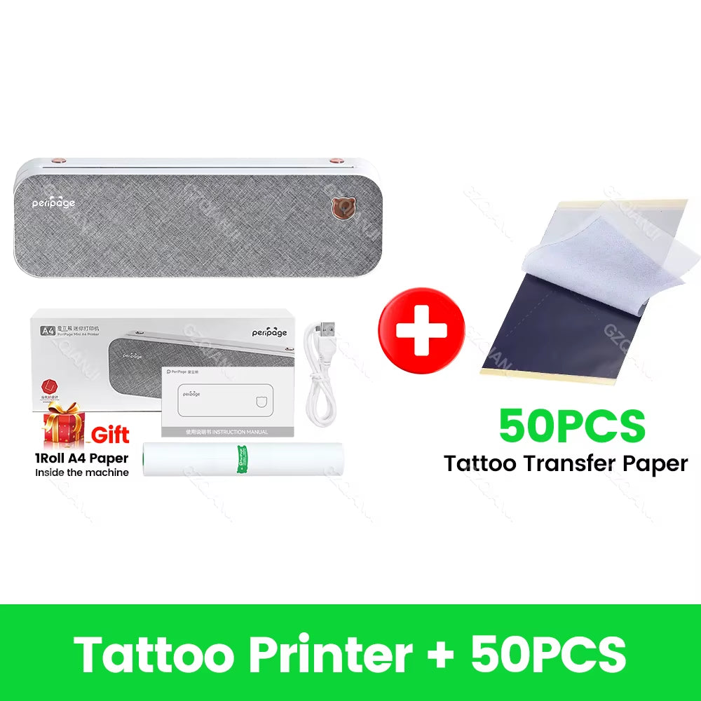 Peripage A40 Thermal Printer Wireless Tattoo Transfer Bluetooth USB Mobile Machine Text PDF Document Printing Maker with Paper