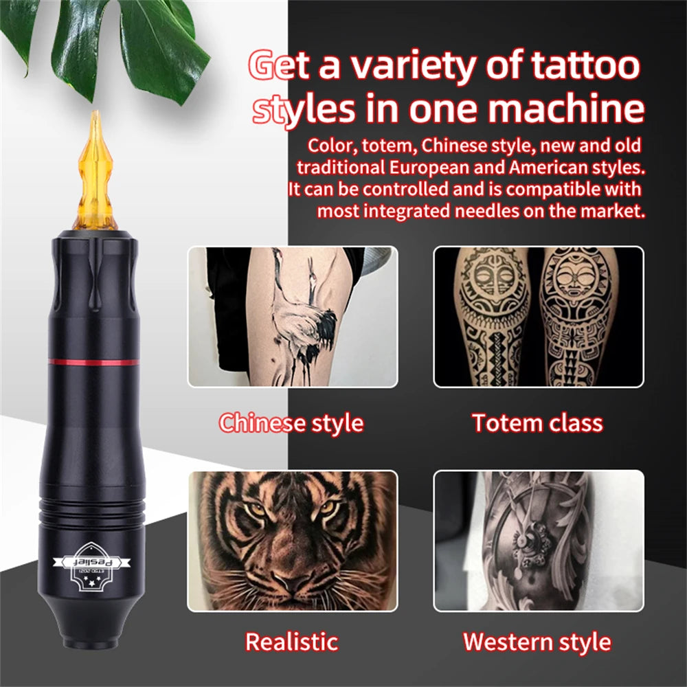 New Complete Wireless Tattoo Kit Tattoo Pen with 1500Mah LED Cordless Tattoo Power Supply and for Professiona Tattoo Artist