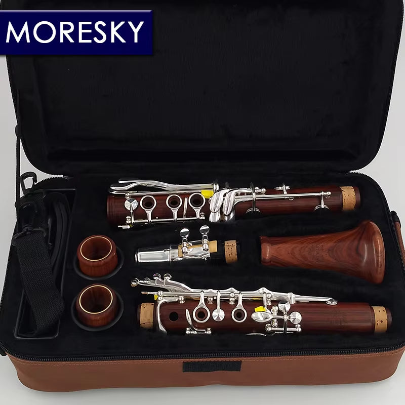 Red Wood Professional Clarinet Bb Rosewood Clarinet Silvering Keys Solid Wood Sib Klarnet M12