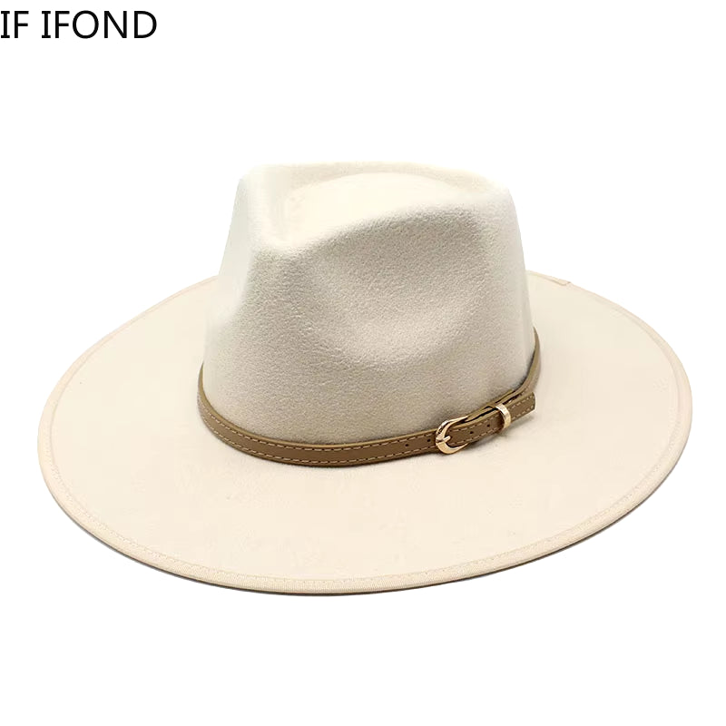 Women Hats Khaki Camel Wide Brim Felt Fedoras Hats Wool Vintage Dress Formal Church Hat Fashionable Jazz Hats