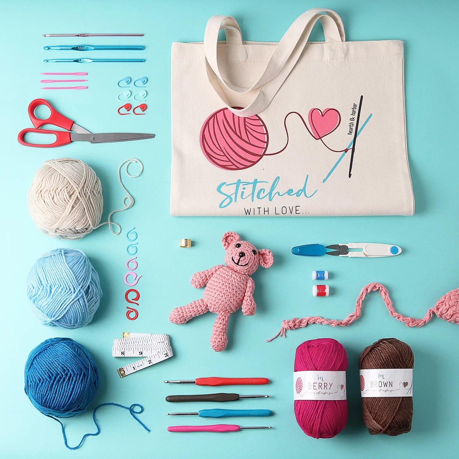 DIY Crochet Kit (45 Pieces), Beginner Crochet Set